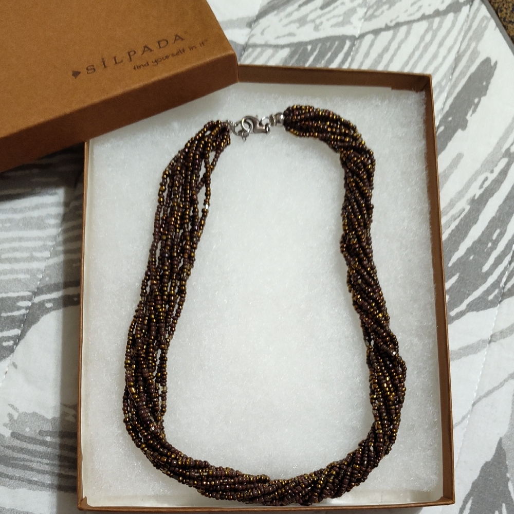 Retired Silpada 17" Multi-Strand Brown and Bronze Seed Bead Necklace